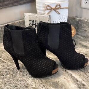 Elegant Black Peep-Toe Ankle Boots
